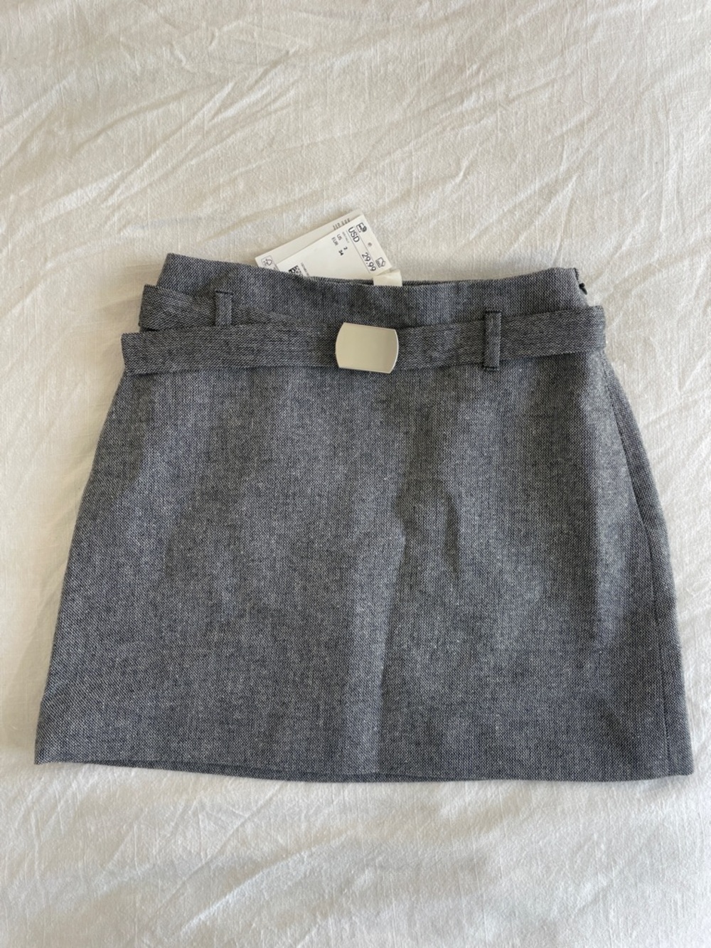 H&M Gray Mini Skirt with Waist Belt